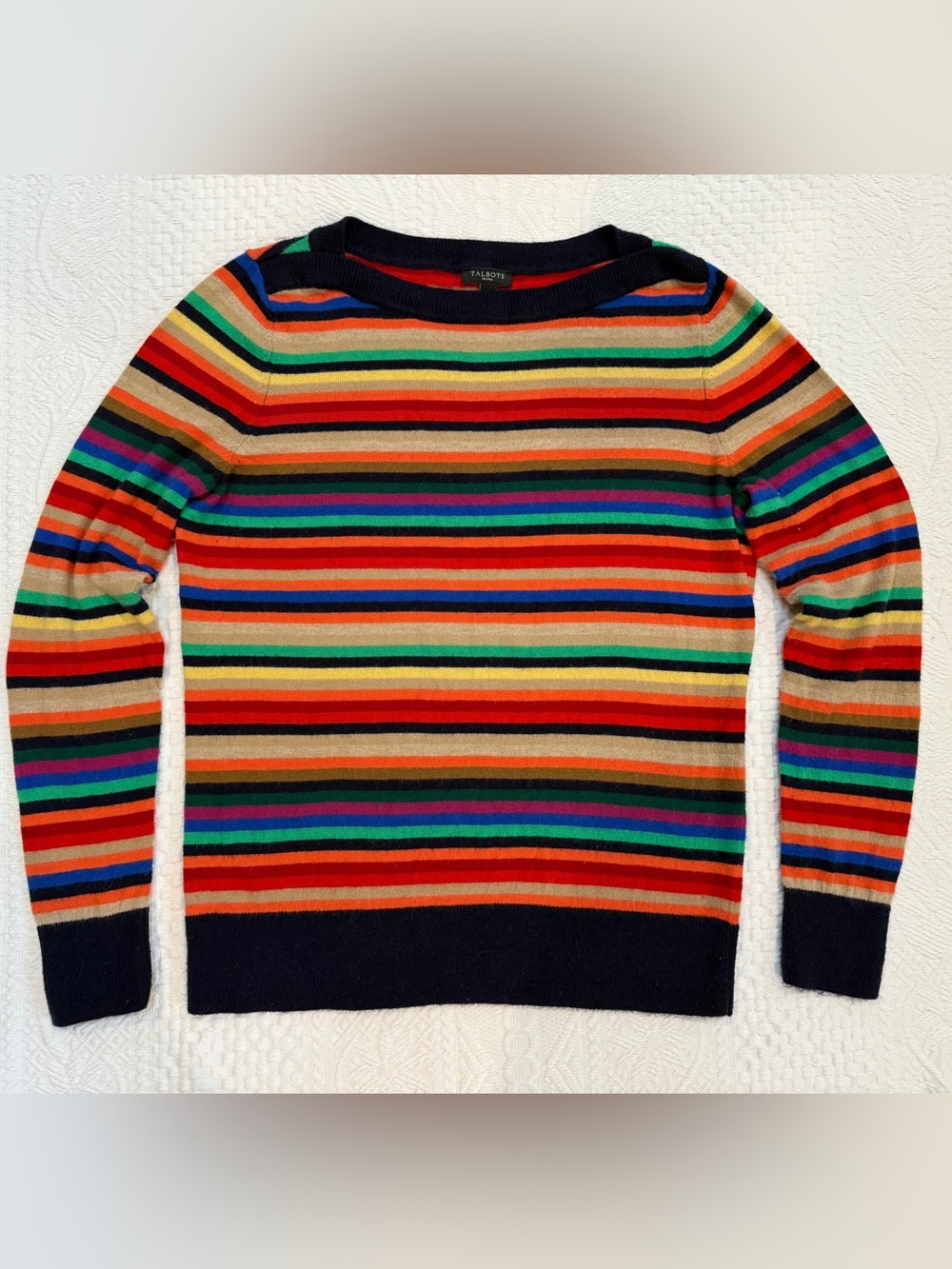 Talbots Colorful Striped Sweater Wool Blend Women’s Size MP Medium Petite